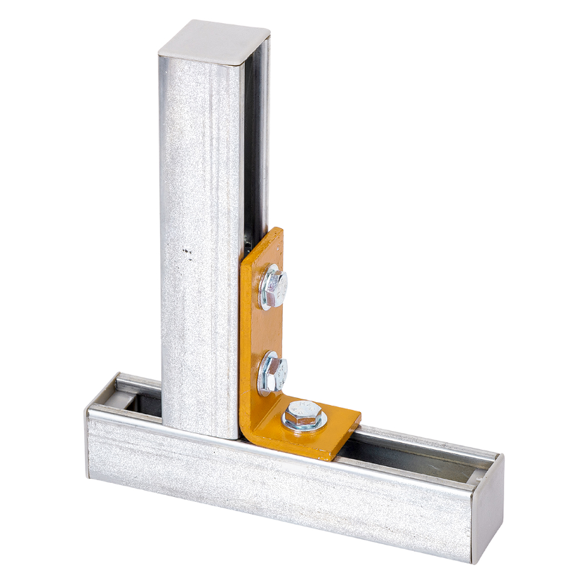 3-Hole zinc plated steel 90-degree corner angle, length from bend 1-5/8 and 4-1/8 in.