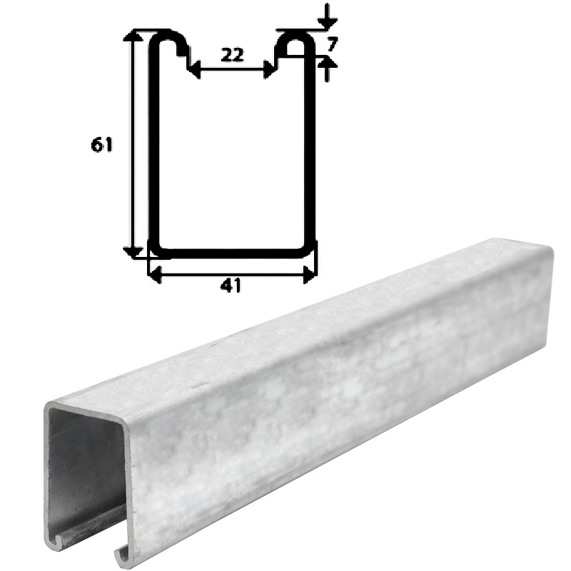Strut channel is used to mount, brace, support, and connect lightweight structural loads in building construction. These include cabling systems, wiring system, cable tray system, cable trunking system, conduit systems, pipes, electrical and data wire, mechanical systems such as ventilation, air conditioning, and other mechanical systems