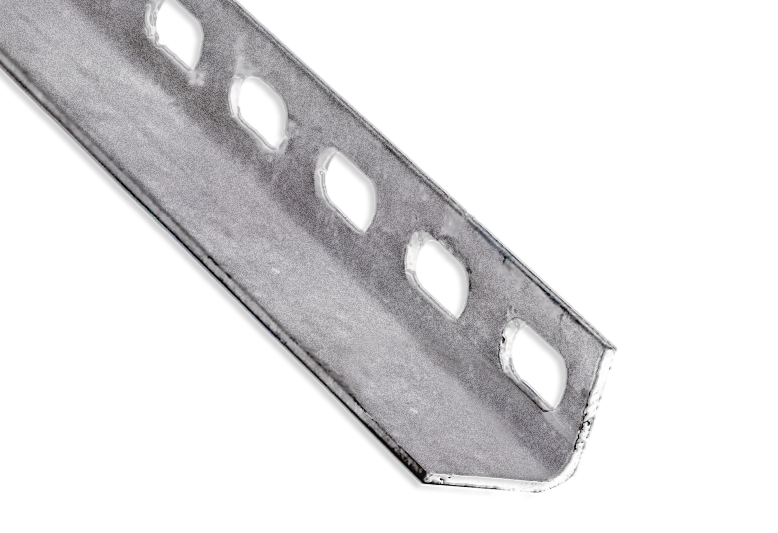 This slotted angle is made from galvanised steel to prevent rust. It comes in 3m & 6m lengths and is available in 30 x 30mm, 40 x 40mm, 50 x 50mm or 65 x 65mm sizes.